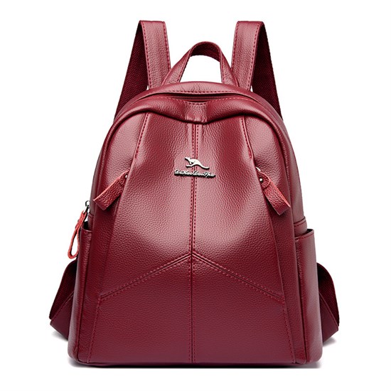Рюкзак сумка женский кожаный городской школьный / красный 2979 - фото 19931