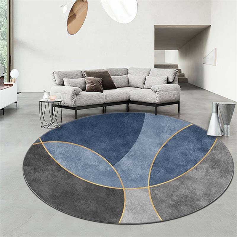 Ковер круглый безворсовый "Синий эллипс" 3552