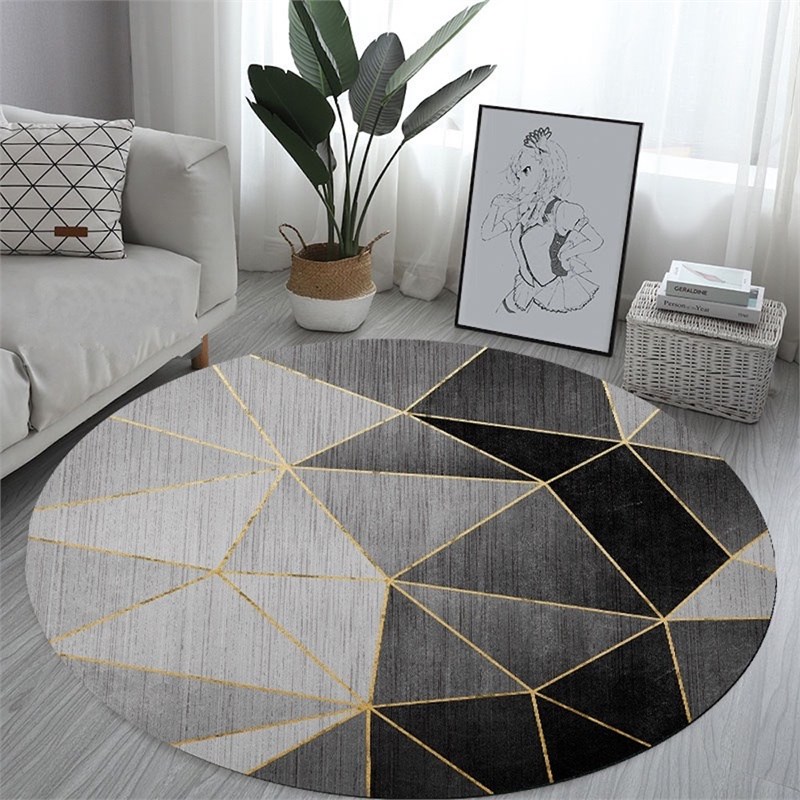 Ковер круглый безворсовый "Черный кристалл" 3555