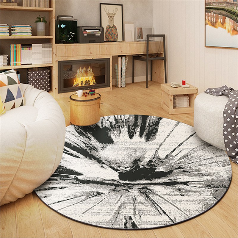 Ковер круглый безворсовый "Взрыв грей" 3556