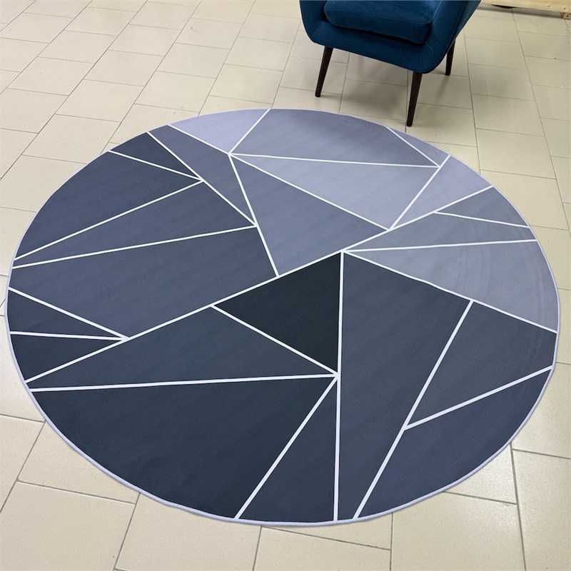 Ковер круглый безворсовый "Серые стекла" 3558