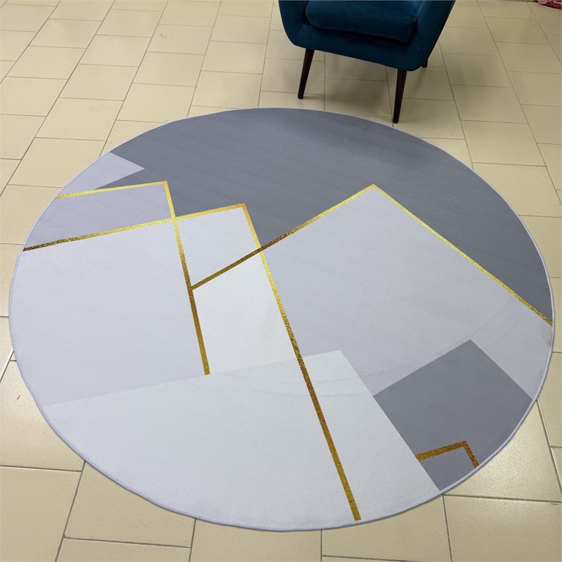 Ковер круглый безворсовый "Снежные горы" 3551