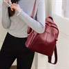 Рюкзак сумка женский кожаный городской школьный / красный 2979 - фото 19929